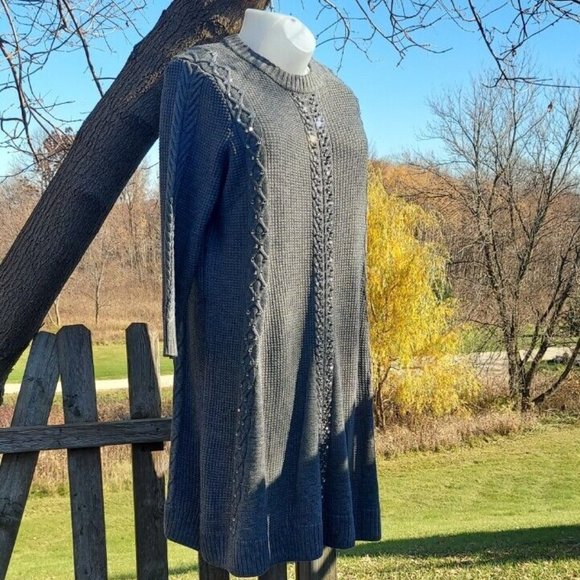 Roaman's Long Knit Midi Sweater Dress - Plus Size 2X (26/28) - Embellished - Picture 4 of 9